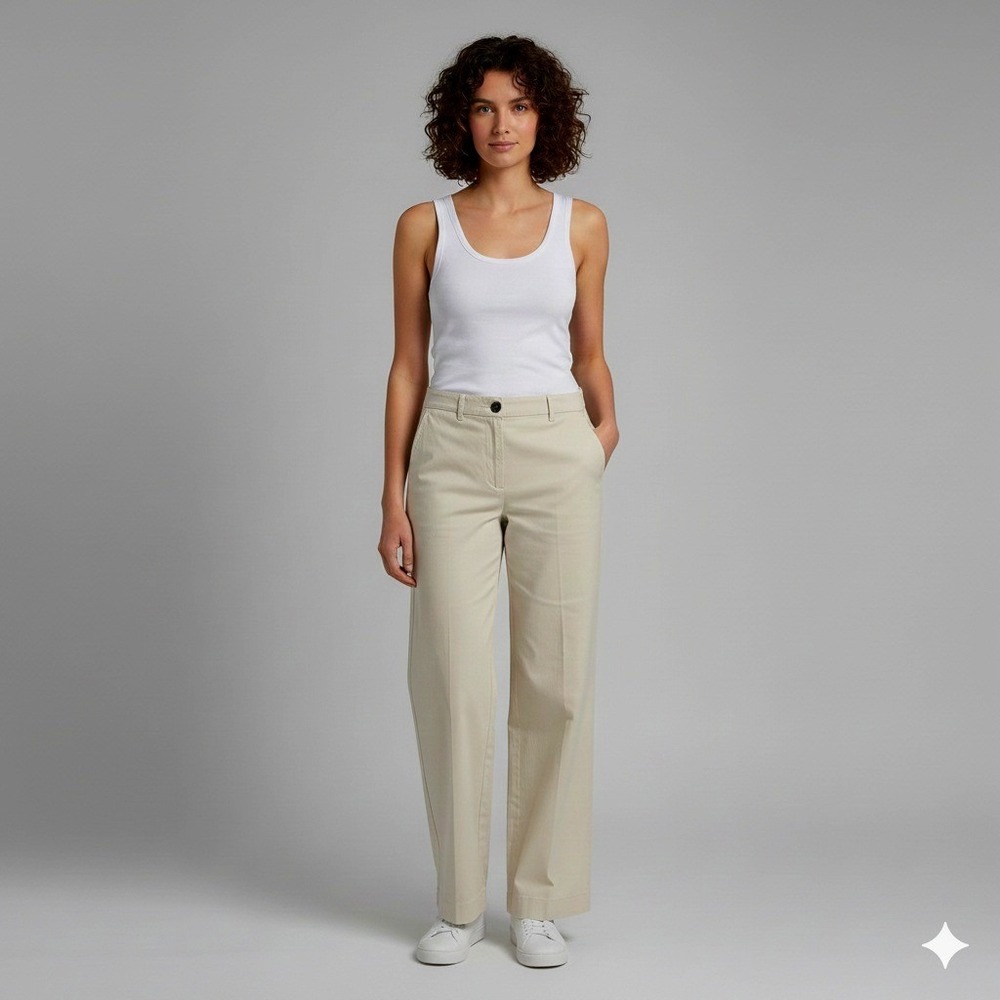 NWT Theory  Trouser Patton Pants Sand wide leg Cotton Blend Women's Size 12‎